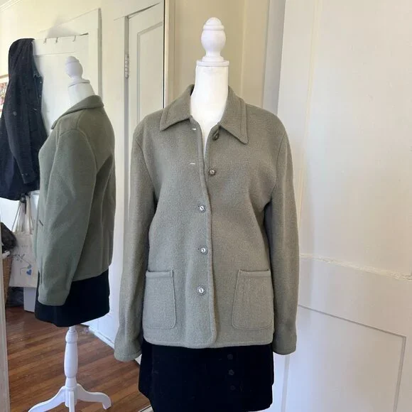 100% Wool Talbots Chore Jacket Style Sweater Jacket - Picture 3 of 6